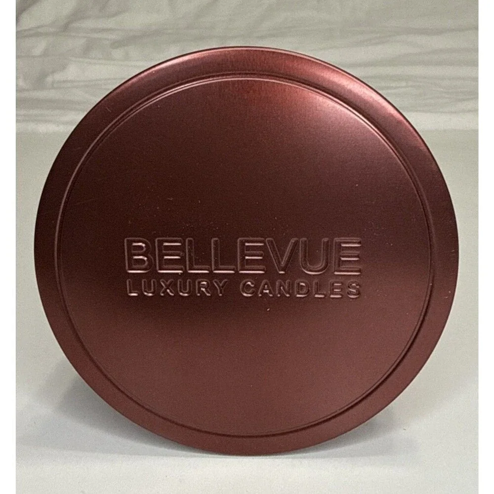 Bellevue Candle Cardamom & Plum Bergamot Embossed Red Soy Blend 2 Wick 12 Oz New